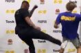 Jon Jones kicking a fan
