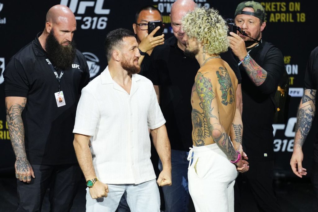 Merab Dvalishvili and Sean O'Malley staredown