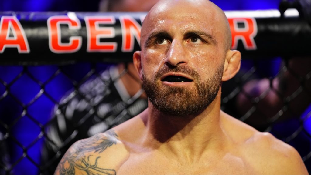 Alexander Volkanovski enters the Octagon for his fight against Diego Lopes at UFC 314