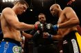 Chris Weidman and Anderson Silva touch gloves ahead of their fight