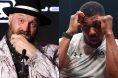 Tyson Fury appears at a press conference, opposite Anthony Joshua at an open workout