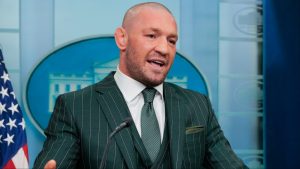 Conor McGregor appears at a White House press briefing