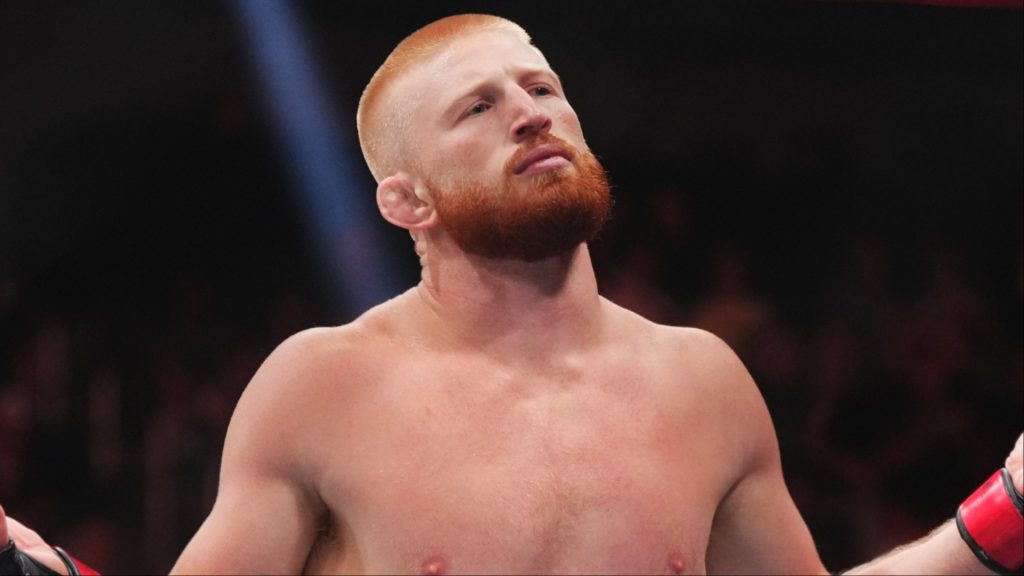 Bo Nickal reacts after a win over Cody Brundage at UFC 300