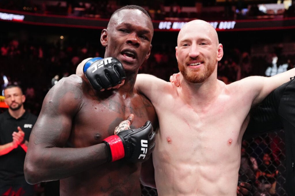 Israel Adesanya and Joe Pyfer at UFC Seattle
