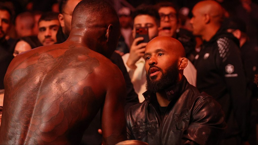 Israel Adesanya and Demetrious Johnson at UFC Seattle
