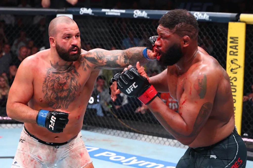 Josh Hokit defeats Curtis Blaydes at UFC 327