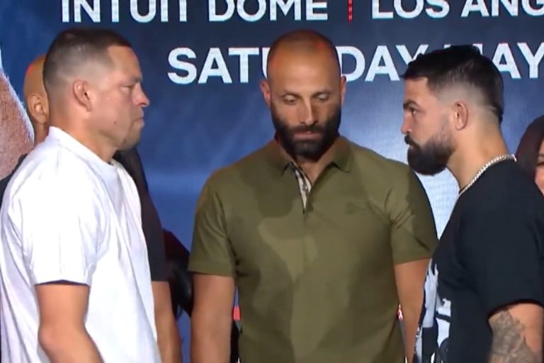Nate Diaz and Mike Perry staredown