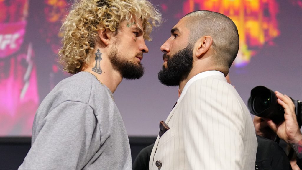Sean O'Malley and Aiemann Zahabi face off at a pre-fight press conference