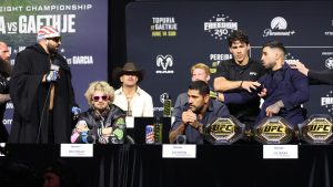 Ilia Topuria and Josh Hokit at the UFC White House press conference
