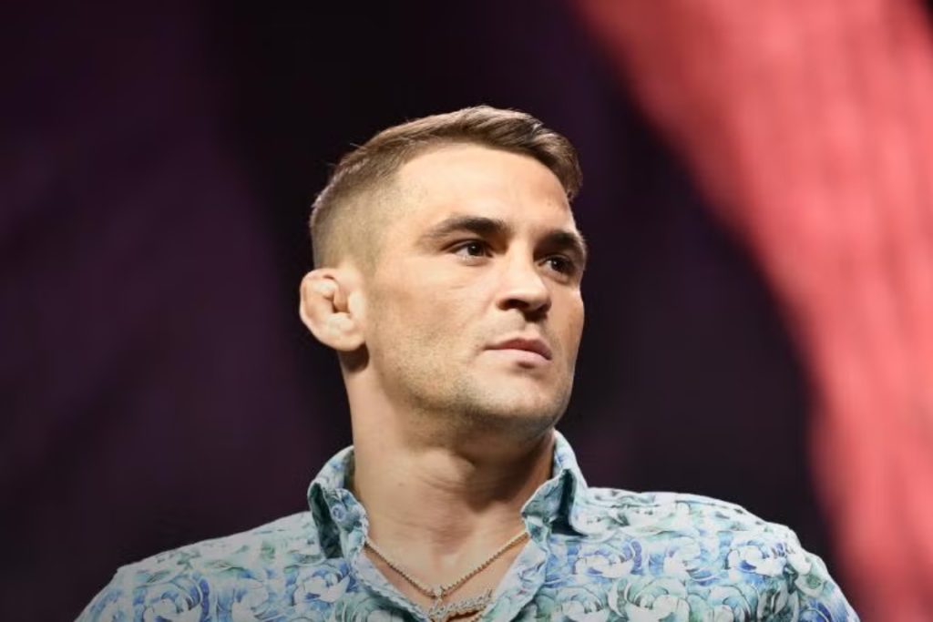 Dustin Poirier looks out at the crowd during a UFC press conference