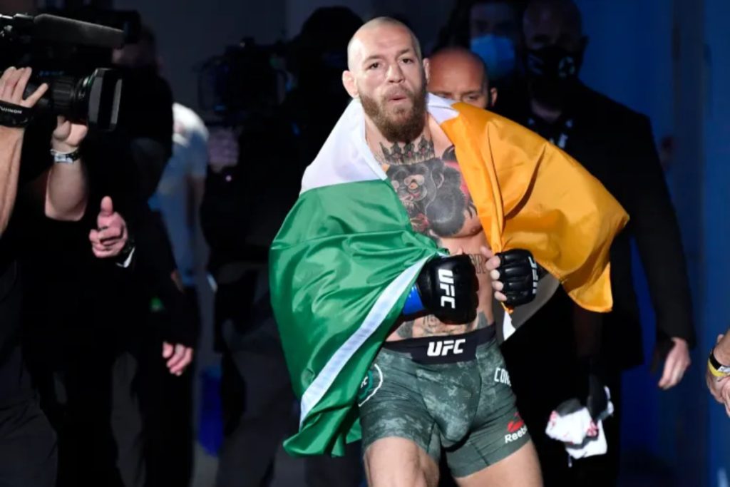 Conor McGregor makes his walkout for UFC 257