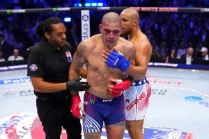 Herb Dean stops the UFC Freedom 250 co-main event between Ciryl Gane and Alex Pereira