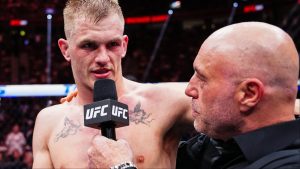 Ian Machado Garry and Joe Rogan during a post-fight interview