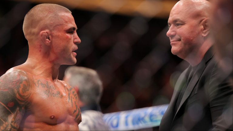 Dustin Poirier and Dana White after UFC 318