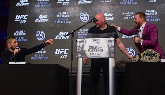 Khabib Nurmagomedov, Dana White, Conor McGregor Khabib Nurmagomedov, Dana White, Conor McGregor