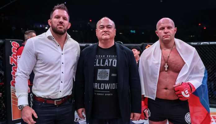 Ryan Bader, Scott Coker, Fedor Emelianenko Ryan Bader, Scott Coker, Fedor Emelianenko, Bellator 214